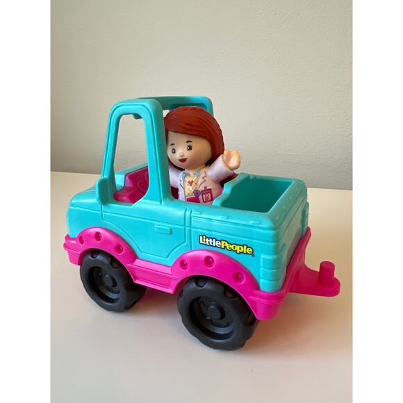 Fisher-Price Little People Barbie Toy Vehicle Truck Blue Doctor Barbie Figure - Picture 2 of 7